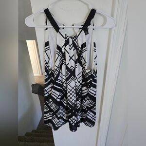 White House Black Market Geometric Black and White Tank Top